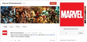 Marvel comics google plus profile page