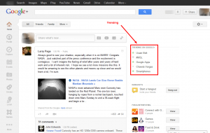 Trending topics on Google plus