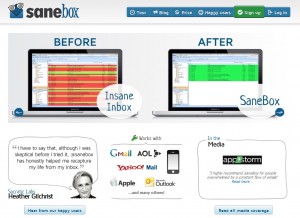 Sanebox sign up page