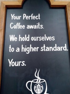 Starbucks board at entrance