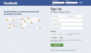 Facebook login page