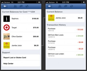 Facebook Gift Card balance