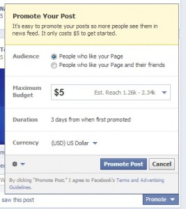 Facebook post promotion