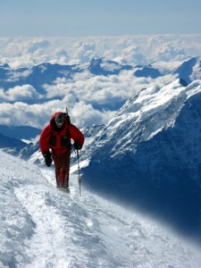 Googler Dan Fredinburg on side of Mount Elbrus (Photo by Florian Nagl)
