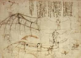 Leonardo Da Vinci's sketch of an ornithopter flying device