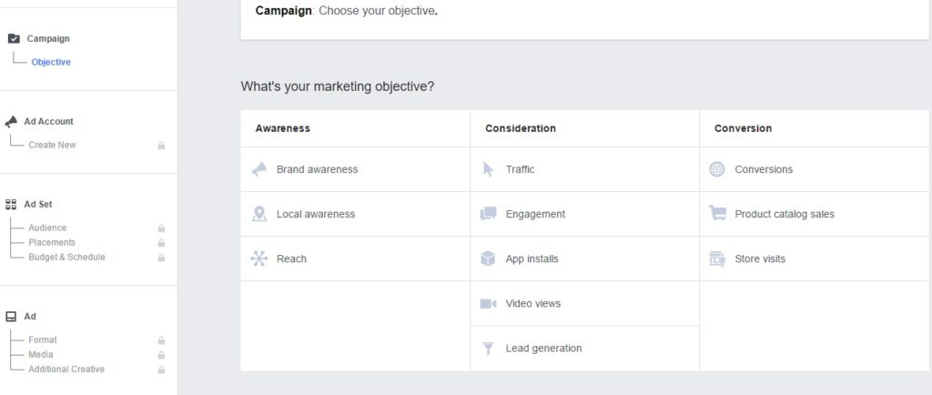 facebook ad objectives