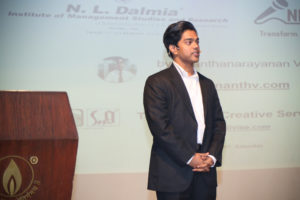 Speaker Ananth V NLD Talk #NLDTalk Careers Students MBA Inspire Motivate Entrepreneur NL Dalmia Institute of Management Studies and Research