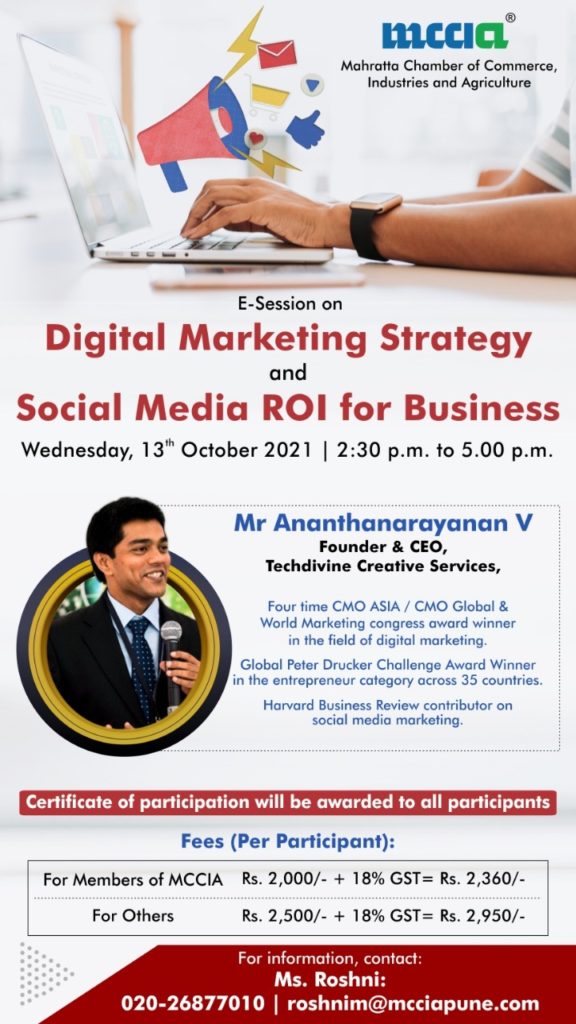 Corporate Training on Digital marketing strategy social media ROI for business by Ananth